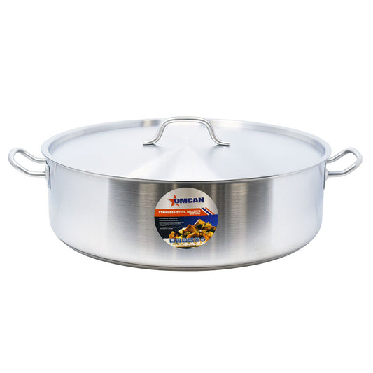Omcan 80430 30 Qt Stainless Steel Brazier with Cover
