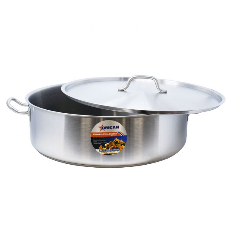 Omcan 80430 30 Qt Stainless Steel Brazier with Cover