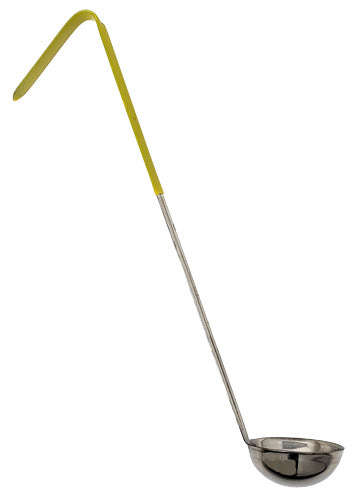 Omcan 80761 1 oz One-Piece Yellow Handle Stainless Steel Ladle