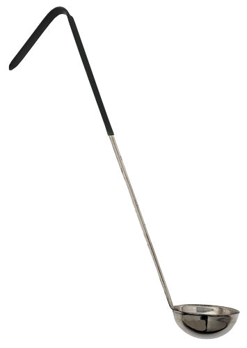 Omcan 80765 6 oz One-Piece Black Handle Stainless Steel Ladle