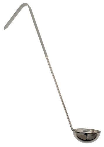 Omcan 80767 12 oz One-Piece Gray Handle Stainless Steel Ladle