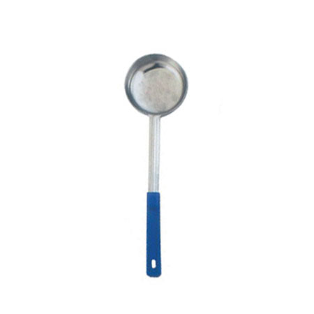 Omcan 80781 8 oz. One-Piece Blue Handle Stainless Steel Solid Portion Control Spoon