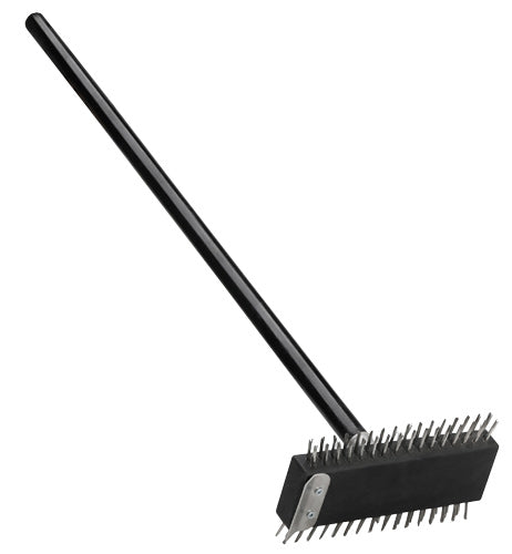 Omcan 80947 Pizza Oven Brush with Double-Sided Brush and Metal Scraper with Black Handle