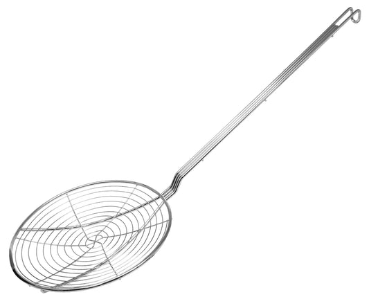 Omcan 81077 9" Round Spiral Wire Skimmer with 17.5" Nickle Plated Handle