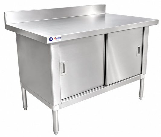 Omcan 24404 30" x 60" Stainless Steel Knock-down Worktable with 4" Backsplash - Overhang Edge