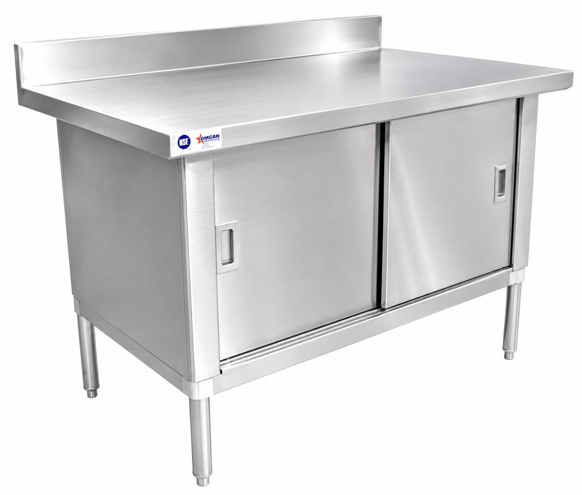 Omcan 24405 30" x 72" Stainless Steel Knock-down Worktable with 4" Backsplash - Overhang Edge