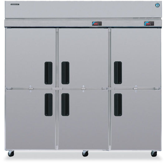 Hoshizaki RFH3-SSB-HD Dual Temperature Three Section Half Stainless Steel Doors with Lock Upright Refrigerator and Freezer