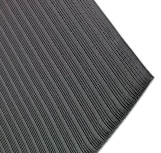 San Jamar KM4360BK 3' x 60' Black Rubber Tuf-Mats Medium Duty