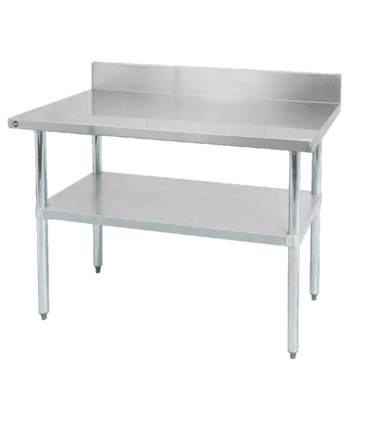 Thorinox DSST-2436-BK 24" x 36" Stainless Steel Work Table with Backsplash & Galvanized Steel Undershelf & Legs