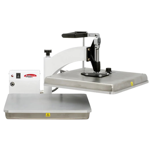 BakeMax BMTXM15 15″ x 15″ Manual Countertop White Powder Coated Swing Away Dual Heat Tortilla Press
