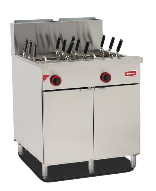 Omcan 48000 22 Gallon Gas Double Tank Pasta Cooker with 12 baskets