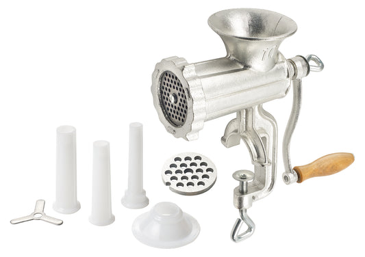 Winco MG-10 #10 Hub Manual Cast Iron Meat Grinder, Clamp Base