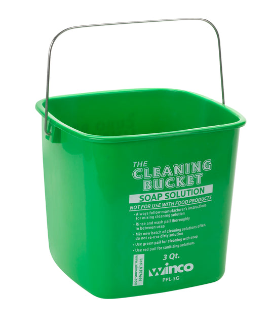 Winco PPL-3G 3 Qt. Green Soap Solution Cleaning Bucket