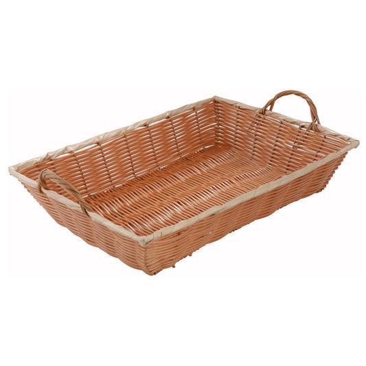 Winco PWBN-16B 16" x 11" x 3" Natural Poly Woven Basket w/ Handles