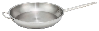 Winco SSFP-14 14" Stainless Steel Fry Pan w/ Helper Handle