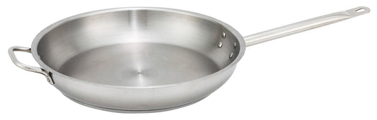 Winco SSFP-14 14" Stainless Steel Fry Pan w/ Helper Handle