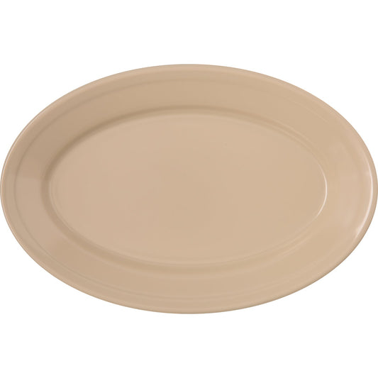 Carlisle 43563-825 9.25" x 6.25" Tan Oval Dallas Ware Melamine Platter Tray