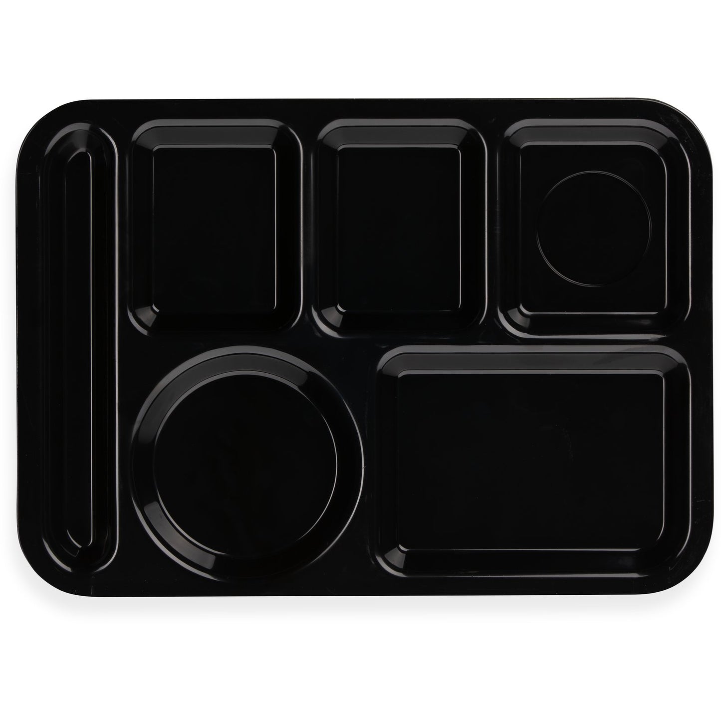 Carlisle 61403 10" x 14" Black 6-Compartment ABS Left-Hand Tray