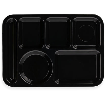 Carlisle 61403 10" x 14" Black 6-Compartment ABS Left-Hand Tray