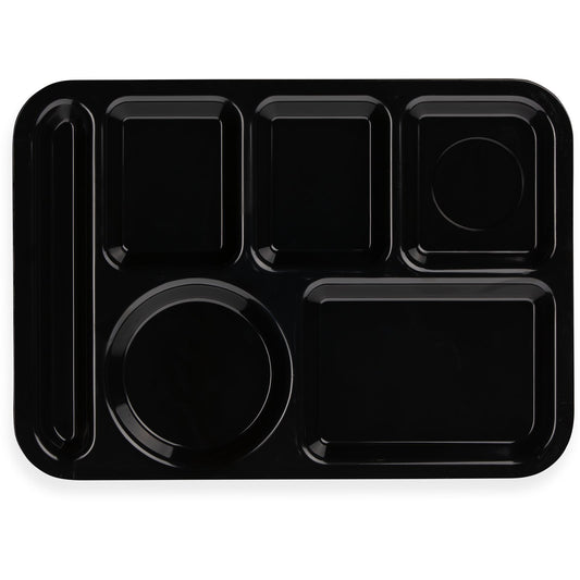 Carlisle 61403 10" x 14" Black 6-Compartment ABS Left-Hand Tray