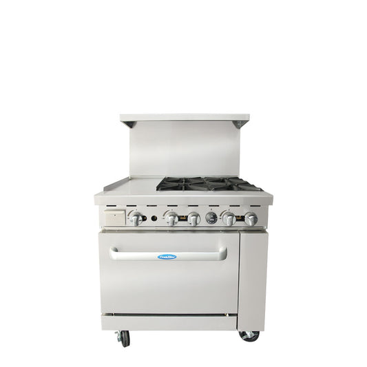 Atosa AGR-4B12GL-LP 36" Liquid Propane Gas Four Burner Gas Range with 12" Griddle