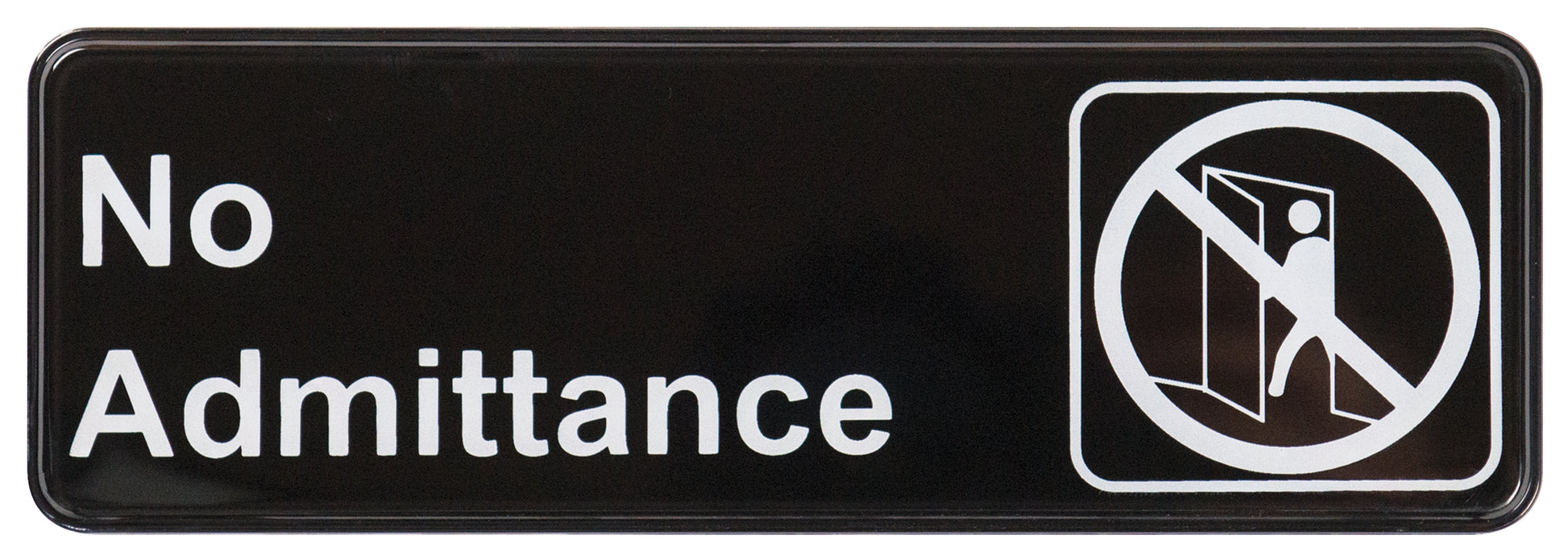 Winco SGN-331 3" x 9" Black Information Sign - "No Admittance"