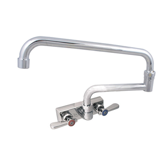 BK Resources EVO-4SM-18 Stainless Steel Evolution 4" Splash Mount Faucet, 18" Swing Spout