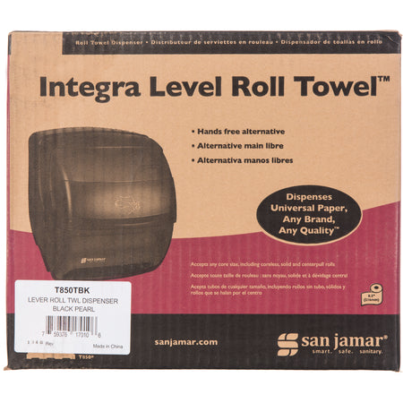 San Jamar T850TBK Black Pearl Plastic Classic Integra Lever Roll Towel, All Core Sizes