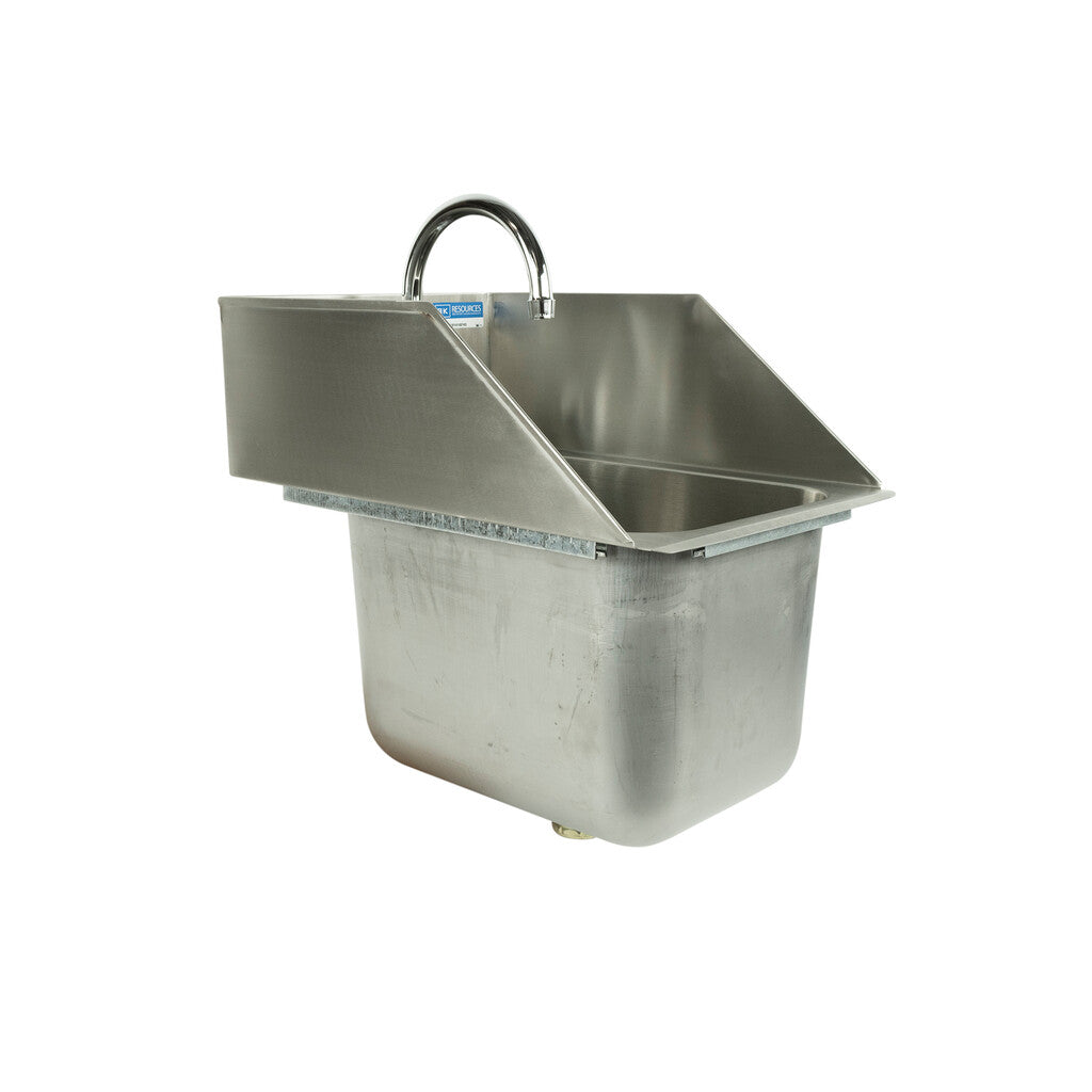 BK Resources DDI-10141024S-P-G One Compartment Stainless Steel Drop-In Sink w/Side Splashes 14L x 10W x 10D Bowls w/Faucet