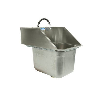 BK Resources DDI-10141024S-P-G One Compartment Stainless Steel Drop-In Sink w/Side Splashes 14L x 10W x 10D Bowls w/Faucet
