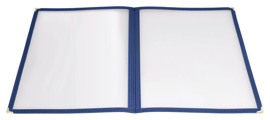 Winco PMCD-9B 9-3/8" x 12-1/8" Blue Double Fold Menu Cover