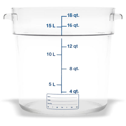 Carlisle 1076807 18 Qt Clear Round Polycarbonate StorPlus Food Storage Container