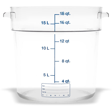Carlisle 1076807 18 Qt Clear Round Polycarbonate StorPlus Food Storage Container