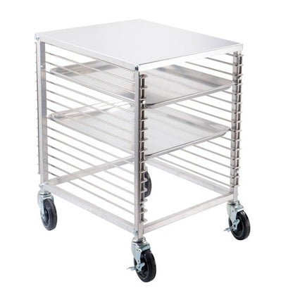 Omcan 46800 15 Slides Solid Flat Aluminum End Load Counter-Height Bun Pan Rack