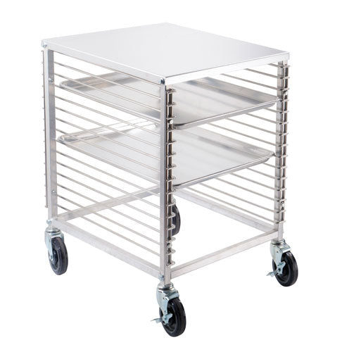 Omcan 46800 15 Slides Solid Flat Aluminum End Load Counter-Height Bun Pan Rack