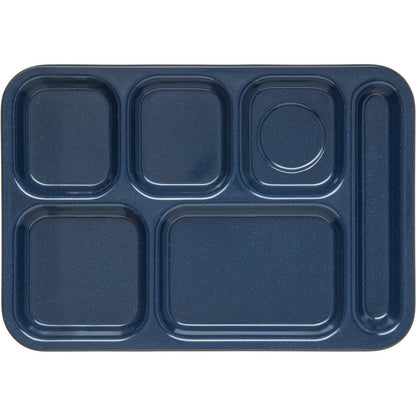 Carlisle 4398835 14.5" x 10" Café Blue 6-Compartment Melamine Right Hand Tray