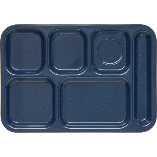 Carlisle 4398835 14.5" x 10" Café Blue 6-Compartment Melamine Right Hand Tray