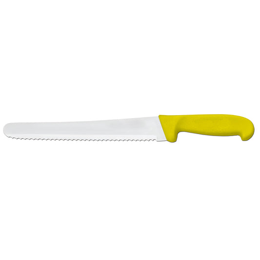 Omcan 12467 10-inch Slicer Curved Wave Edge Knife with Yellow Polypropylene Handle
