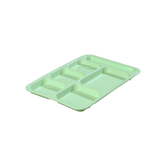 Carlisle P614R09 10" x 14" Green 6-Compartment Polypropylene Right-Hand Tray