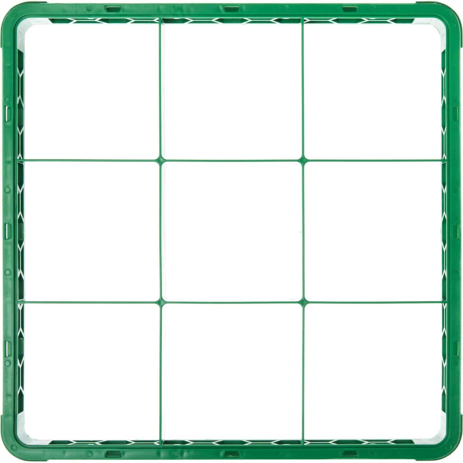 Carlisle RE9C09 Green 9-Compartment Polypropylene OptiClean Divided Glass Rack Extender 1.78"