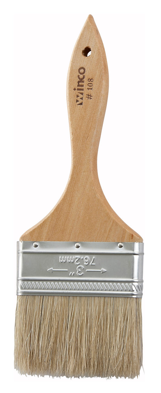 Winco WBR-30 3" Pastry Brush, Boar Bristle