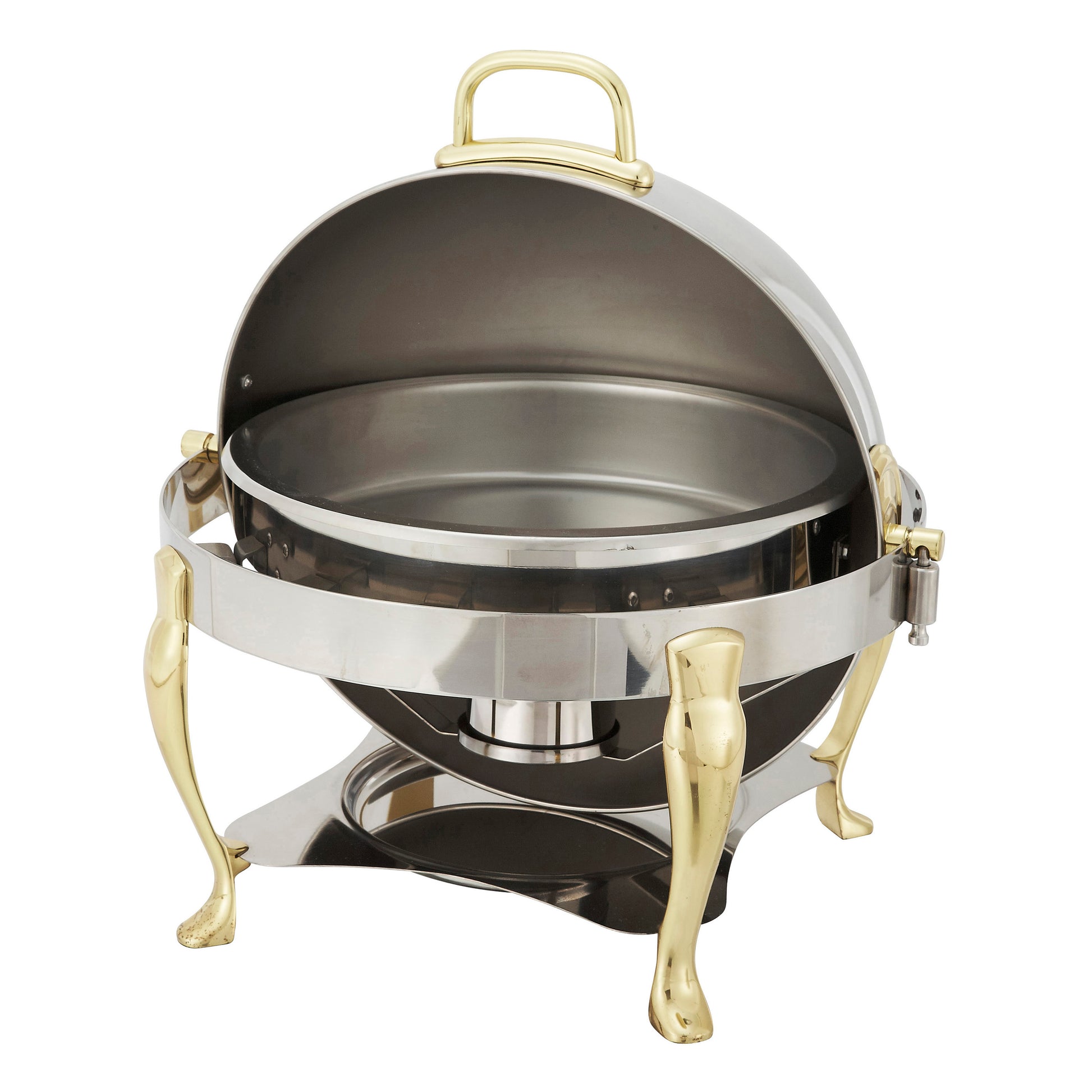 Winco 308A 6 Qt. Gold Accent Stainless Steel Vintage Chafer, Extra Heavyweight