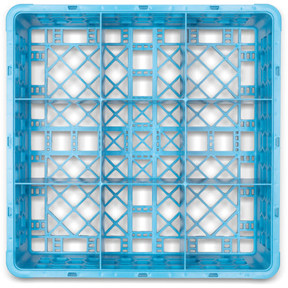 Carlisle RG9-114 Carlisle Blue 9-Compartment Polypropylene OptiClean Divided Glass Rack with 1 Extender 5.56"