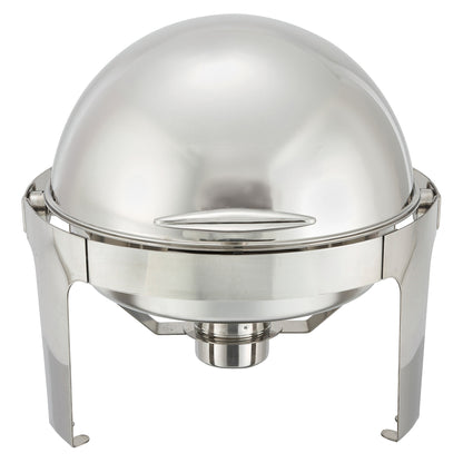 Winco 602 6 Qt. Stainless Steel Madison Roll-Top Round Chafer, Heavyweight