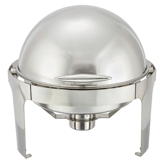 Winco 602 6 Qt. Stainless Steel Madison Roll-Top Round Chafer, Heavyweight