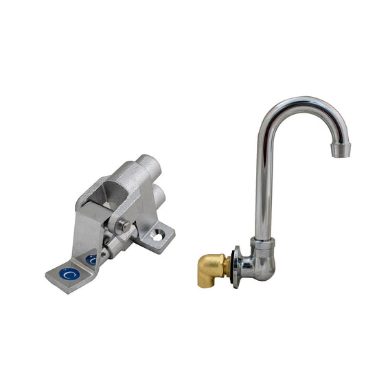 BK Resources BKSMFV-SGS-G Dual Pedal Metering Foot Valve Kit w/ Splash Mount Faucet - 3.5" Gooseneck Spout