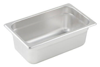 Winco SPJM-404 1/4 Size Stainless Steel Anti-jam Steam Pan, 4" Deep