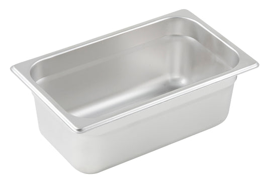 Winco SPJM-404 1/4 Size Stainless Steel Anti-jam Steam Pan, 4" Deep