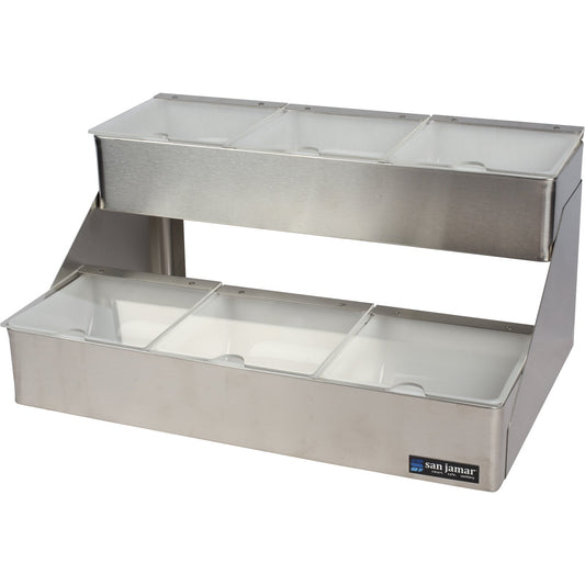 San Jamar B4706INL 6 Quart Stainless Steel Condiment Center with Notched Lid