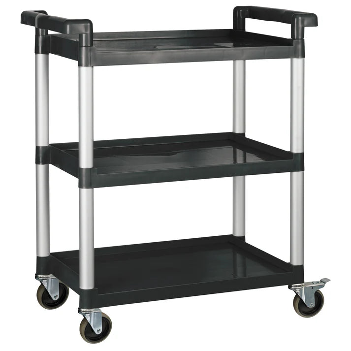 Winco UC-2415K Black 3-Tier Plastic Utility Cart